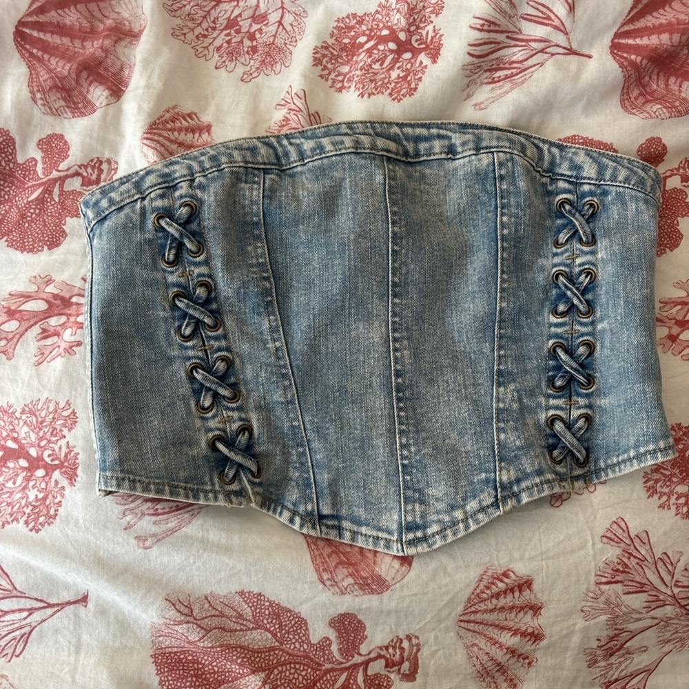 PacSun Light Blue Denim Corset Top